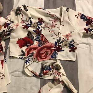 cream floral crop top